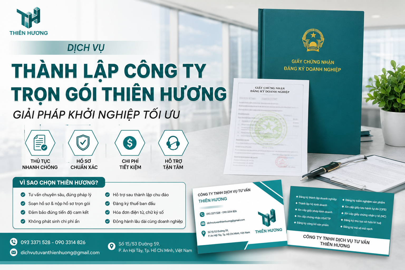 Dịch vụ thành lập công ty trọn gói Thiên Hương giải pháp khởi nghiệp tối ưu